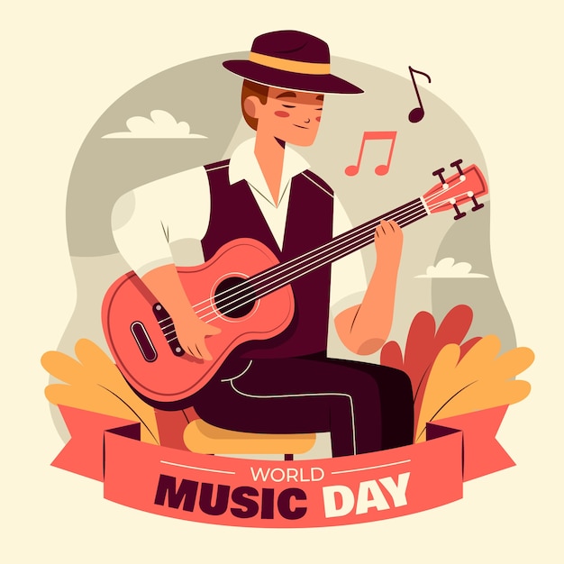 Flache Illustration für die Feier des Weltmusiktages