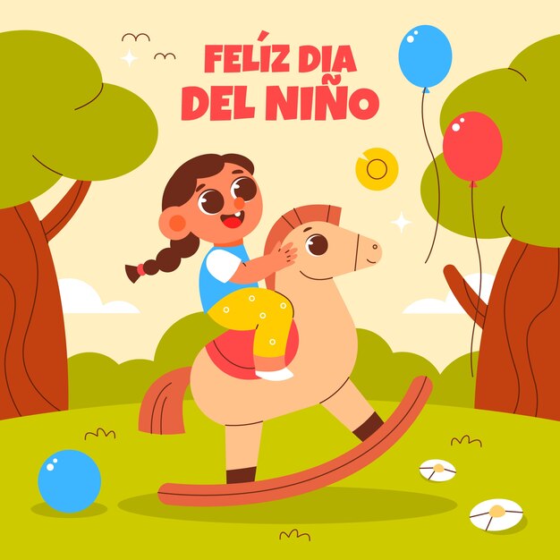 Flache Illustration für die Kindertagsfeier auf Spanisch