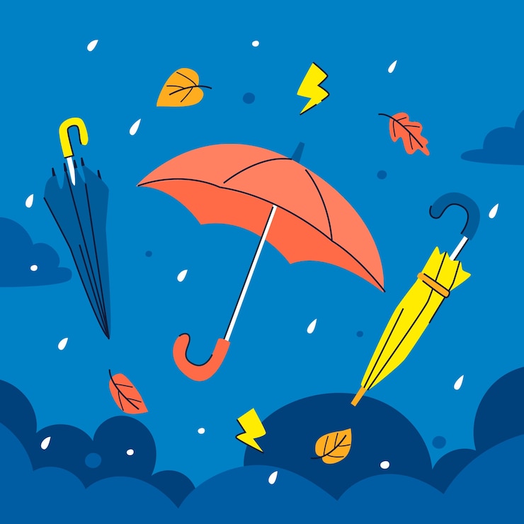 Kostenlose Vektor flache illustration für die monsunzeit