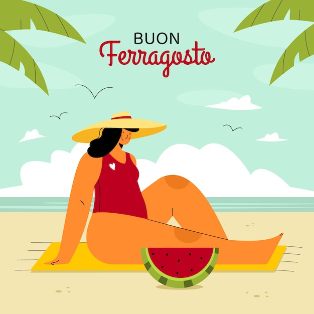 Flache illustration für ferragosto-feier