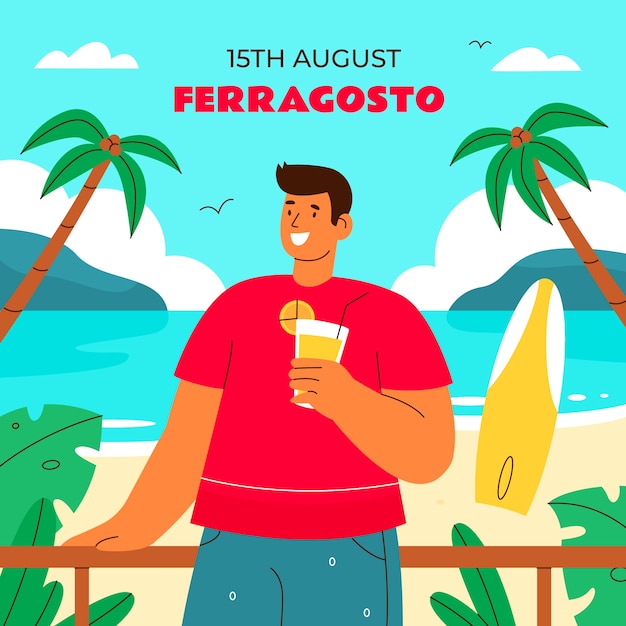 Kostenloser Vektor flache illustration für ferragosto-feier