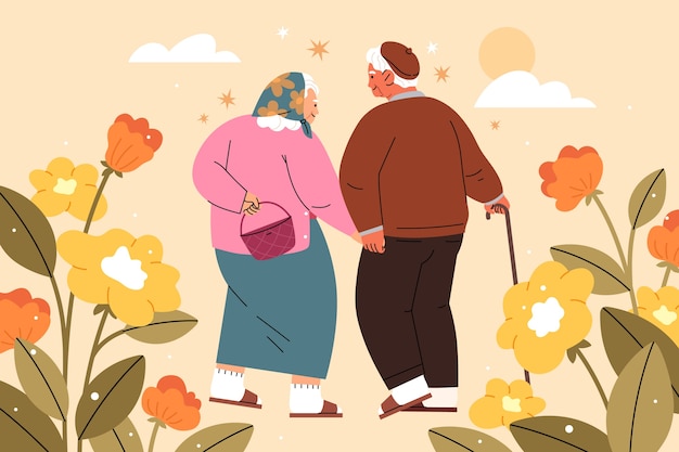 Flache Illustration für Großeltern-Tagesfeier