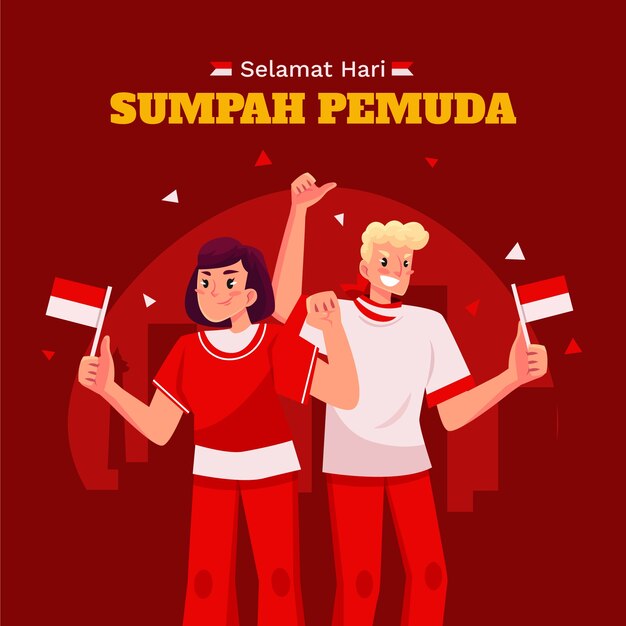 Kostenloser Vektor flache illustration für indonesische sumpah pemuda