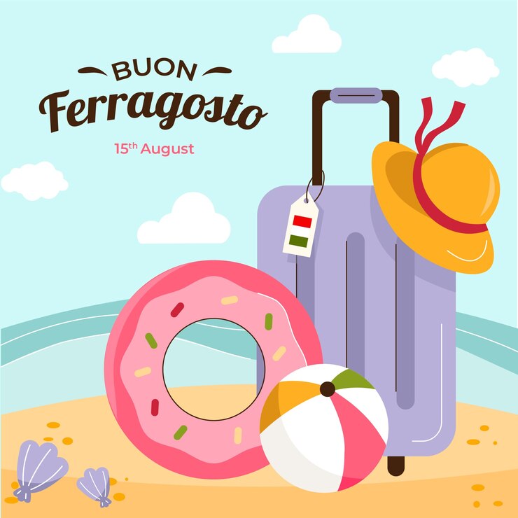 Kostenlose Vektor flache illustration für italienische ferragosto-feier