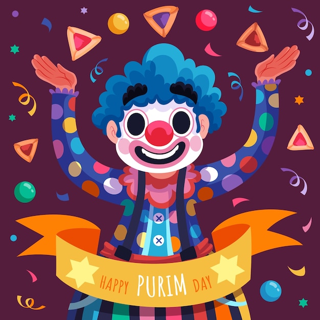 Flache illustration für purim-feiertage