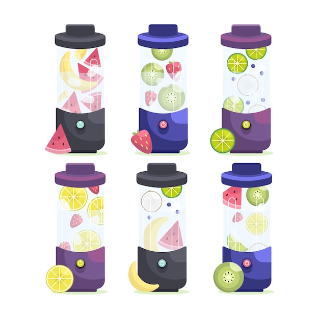 Kostenloser Vektor flache illustration smoothies im mixerglas