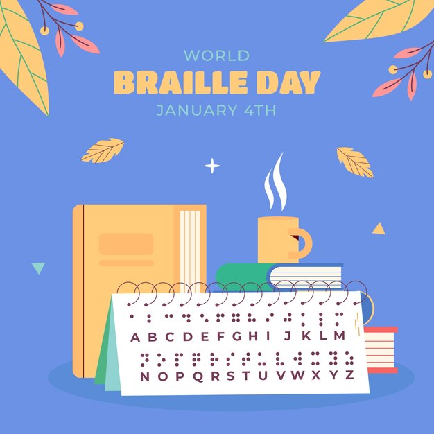 Flache illustration zum braille-tag der welt