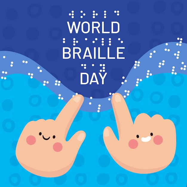 Flache illustration zum braille-tag der welt