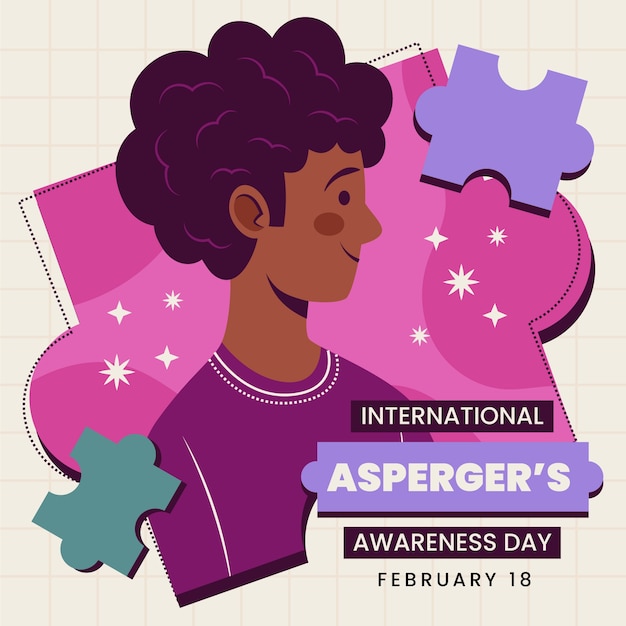 Flache illustration zum internationalen asperger-tag