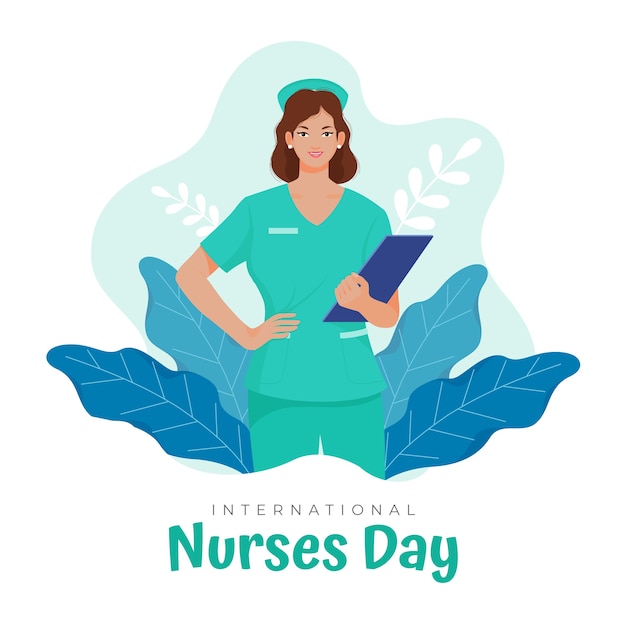 Flache illustration zum internationalen tag der krankenschwestern