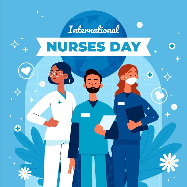Flache Illustration zum internationalen Tag der Krankenschwestern
