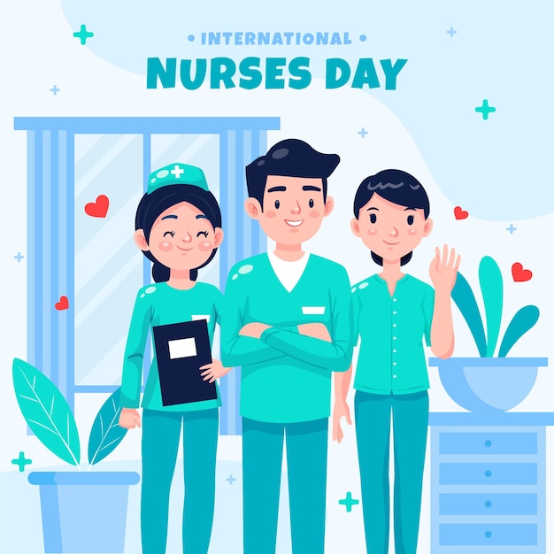 Flache Illustration zum internationalen Tag der Krankenschwestern