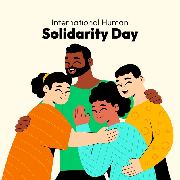 Flache Illustration zum internationalen Tag der menschlichen Solidarität