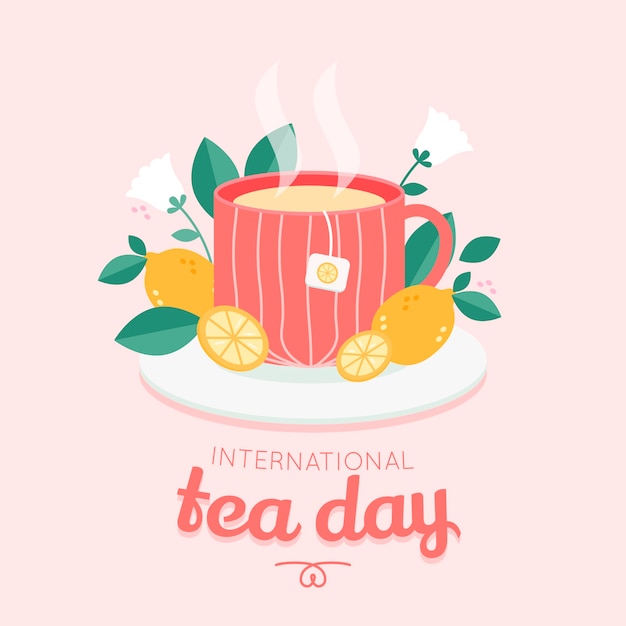 Flache Illustration zum internationalen Teetag