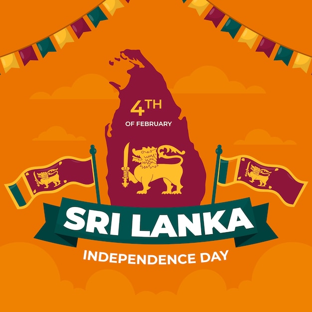 Flache illustration zum unabhängigkeitstag von sri lanka