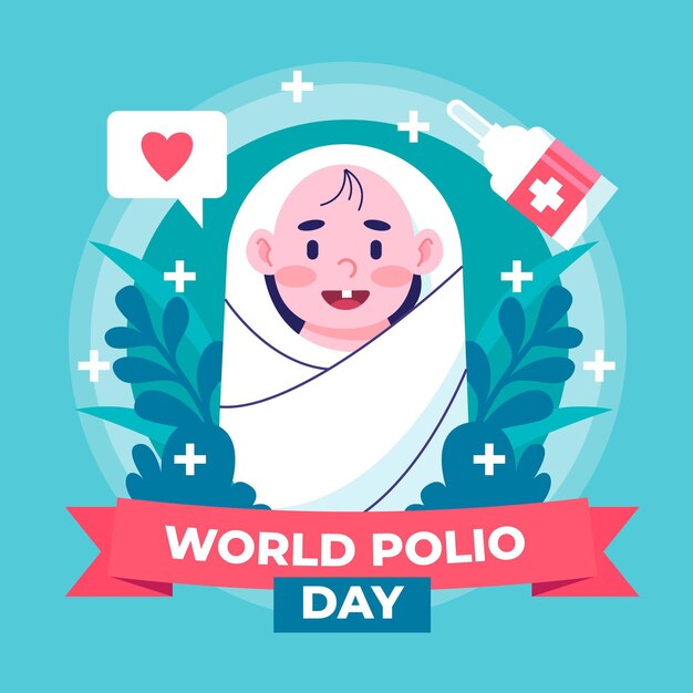 Flache Illustration zum Welt-Polio-Tag