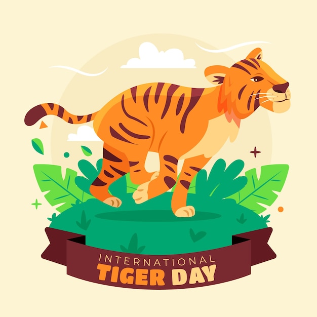 Flache illustration zur sensibilisierung für den internationalen tigertag