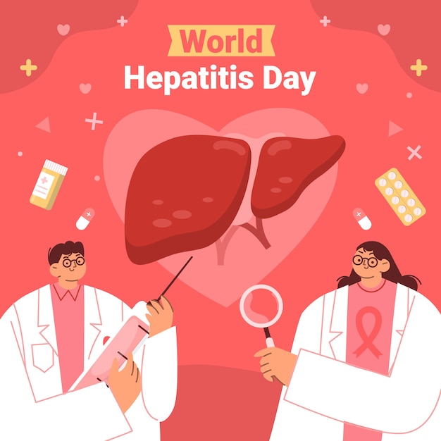 Kostenloser Vektor flache illustration zur sensibilisierung für den welt-hepatitis-tag