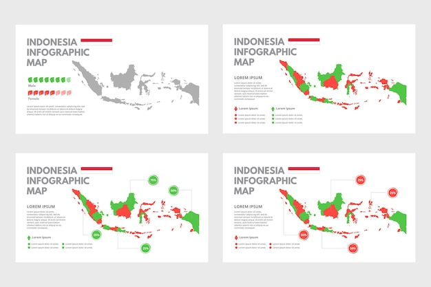 Flache indonesien karte infografiken
