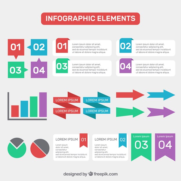 Flache Infografik-Elemente mit verschiedenen Farben