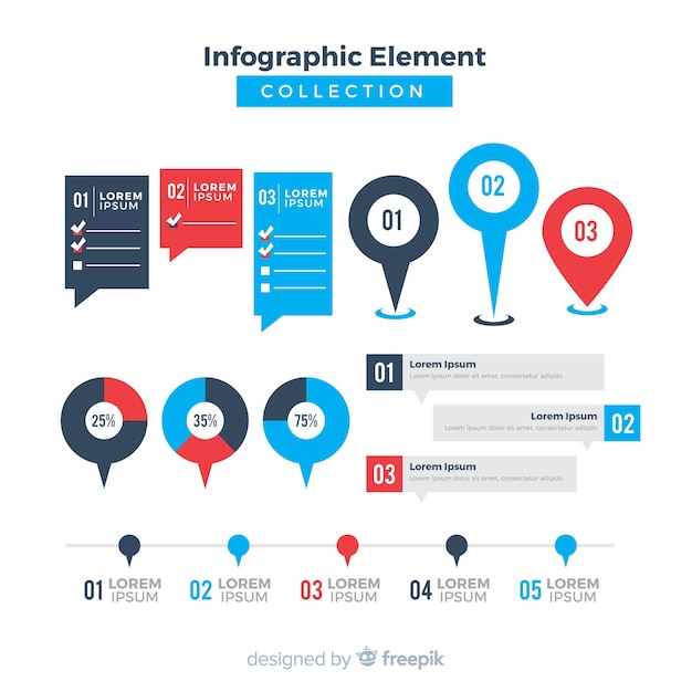 Kostenloser Vektor flache infografik elementsammlung