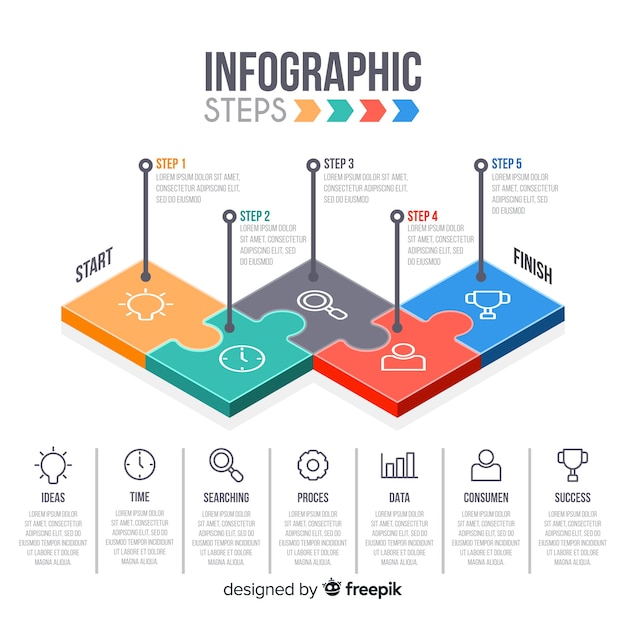 Flache infografik mit schritten