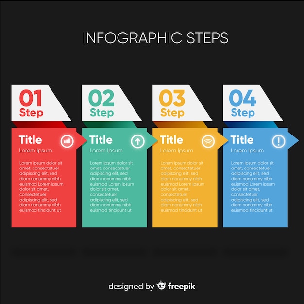 Flache infografik schritte vorlage