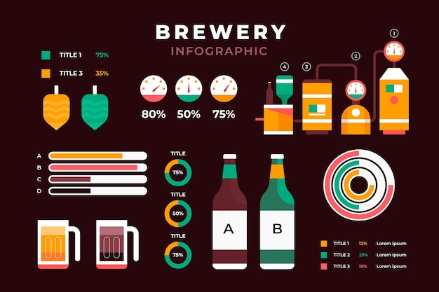 Kostenloser Vektor flache infografik-vorlage für brauerei