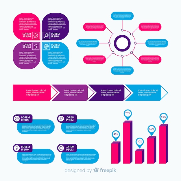 Flache infographic elemente mit statistiksammlung