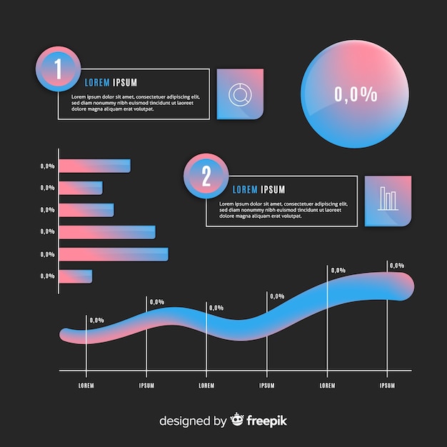 Kostenloser Vektor flache infographik elemente mit statistiken sammlung