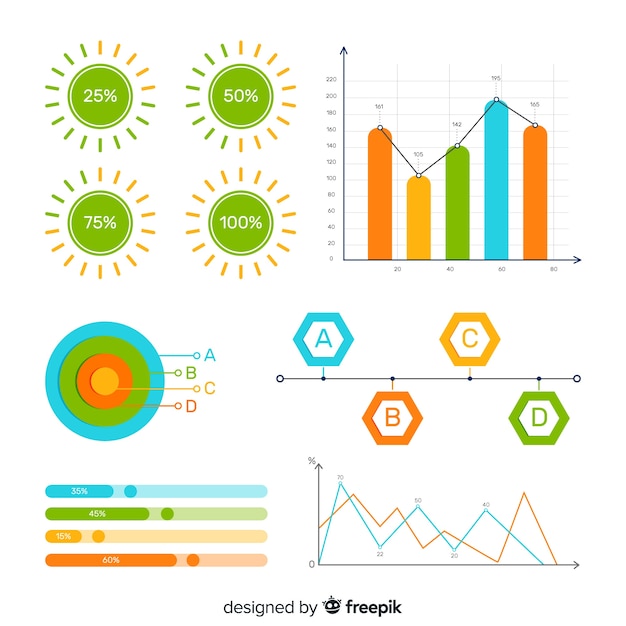 Kostenloser Vektor flache infographik elementsammlung