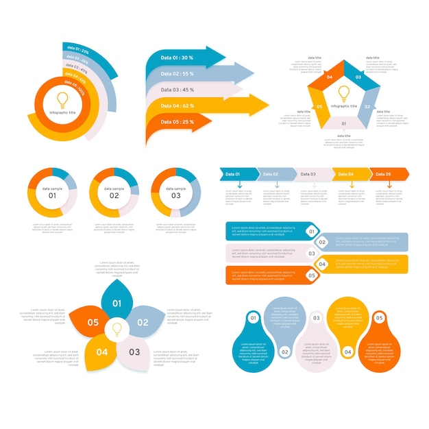 Kostenloser Vektor flache infographik elementsammlung