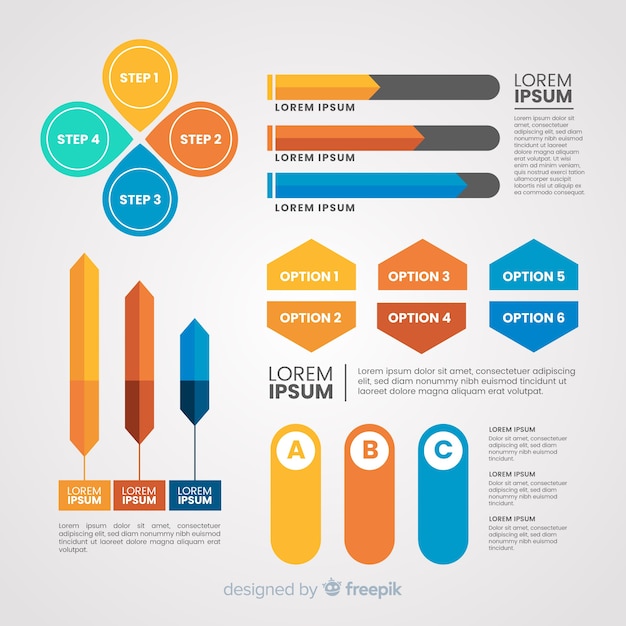 Flache infographik elementsatz