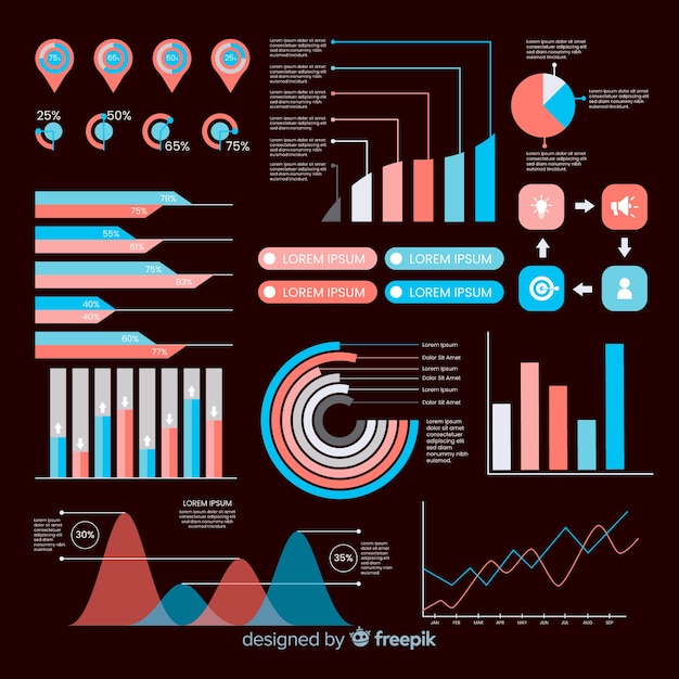 Flache infographik elementsatz