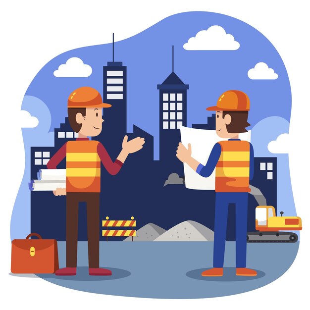 Flache Ingenieur- und Konstruktionsillustration