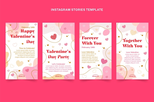 Flache Instagram-Geschichtensammlung zum Valentinstag