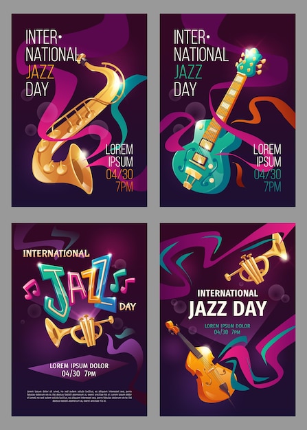 Flache internationale jazz-tagesplakatschablone