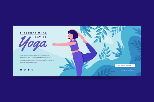 Kostenloser Vektor flache internationale tag der yoga-banner-vorlage