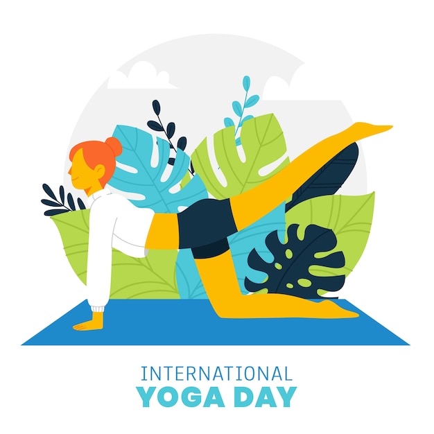 Flache internationale yoga-tagesillustration