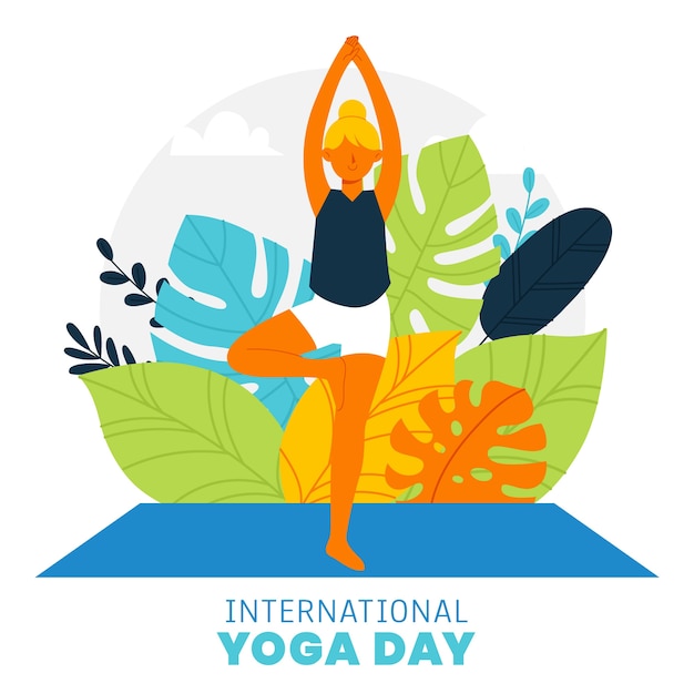 Flache internationale yoga-tagesillustration