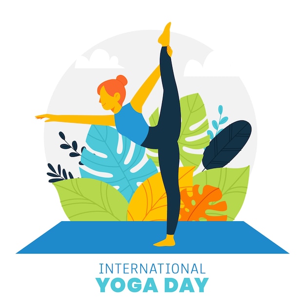 Flache internationale yoga-tagesillustration