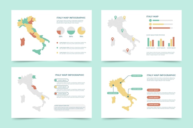 Kostenloser Vektor flache italienische karte infografik