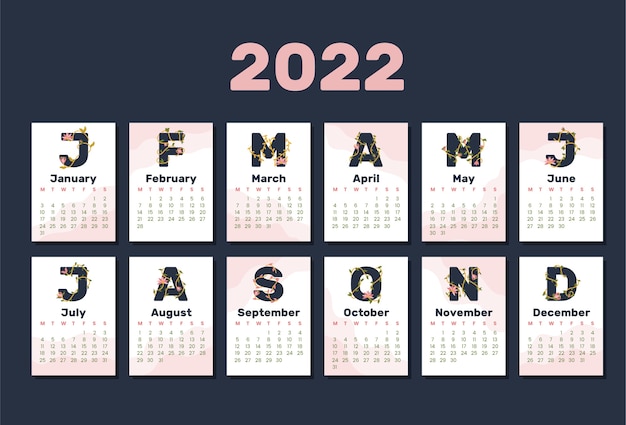 Flache Kalendervorlage 2022