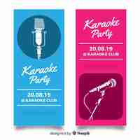Kostenloser Vektor flache karaoke party banner vorlage