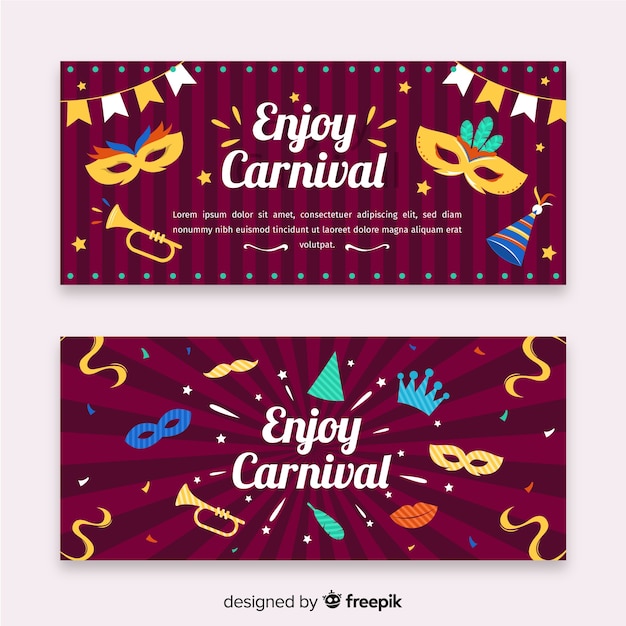 Flache karneval party banner