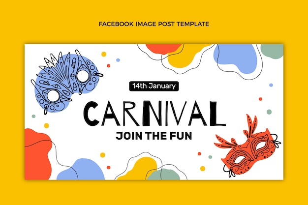 Kostenloser Vektor flache karnevals-social-media-beitragsvorlage