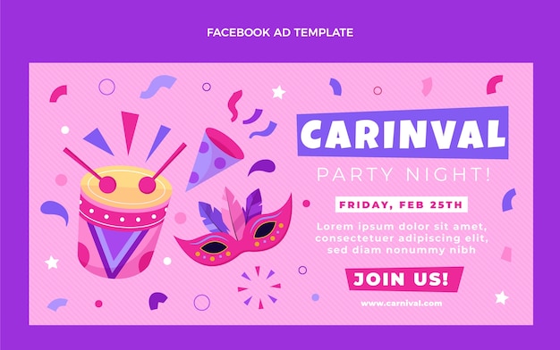Kostenloser Vektor flache karnevals-social-media-promo-vorlage