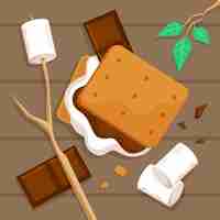 Kostenloser Vektor flache köstliche s'more-set-illustration