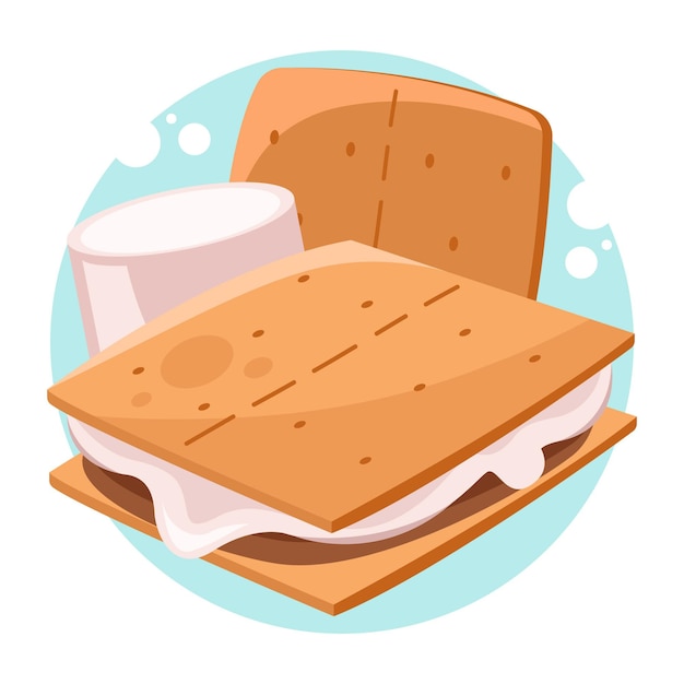 Flache köstliche s'more-Set-Illustration