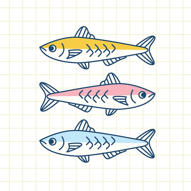 Kostenlose Vektor flache köstliche sardinenillustration